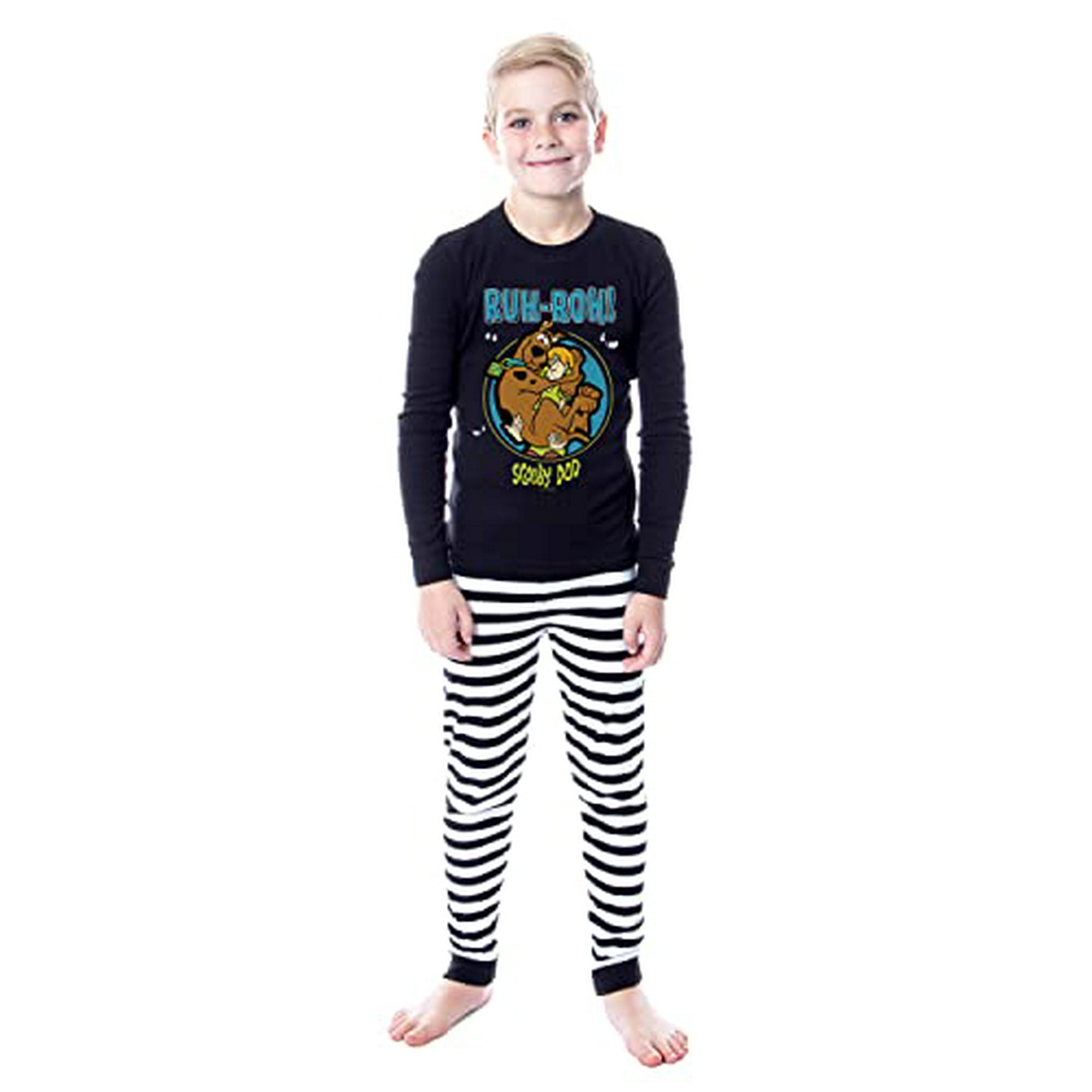 Scooby Doo Boys Pajamas Ruh Roh Snug Fit Cotton Kids Pajama Set 8 Black