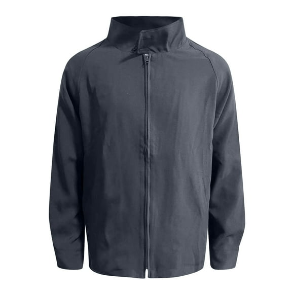 TJAZFJPA Sports Coats for Men Casual Regular Fit Autumn Men's Jackets Cotton Linen Jacket Solid Color Men's Solid Color Stand Up Collar Zipper Casual Jacket Jacket Suit Jacket for Men