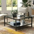 thumbnail image 3 of Evelyn&Zoe Hera 32" Wide Square Coffee Table with Mirror Shelf in Blackened Bronze, 3 of 8