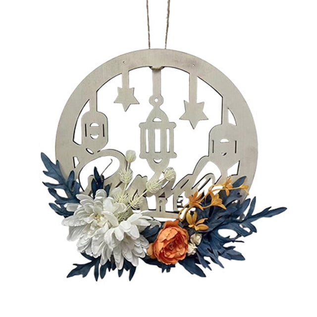 Corona para puerta de entrada, coronas de hortensias artificiales blancas con madera