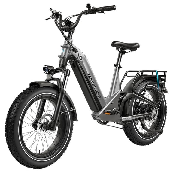Magicycle Deer 2.0 Step-thru Electric Bike, 1000W Motor, 52V 20Ah Battery, 20 Tires, 32mph , 120 Miles Range, Hydraulic Disc Brakes, Torque Sensor, Full Suspension - Grey
