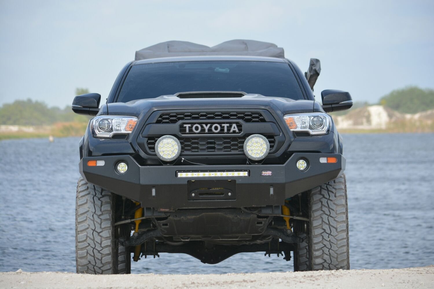 4x4 Front Winch Bumper For 2016 To 2018 Toyota Tacoma 4x4 Bare Steel Dobinsons Walmart Com Walmart Com