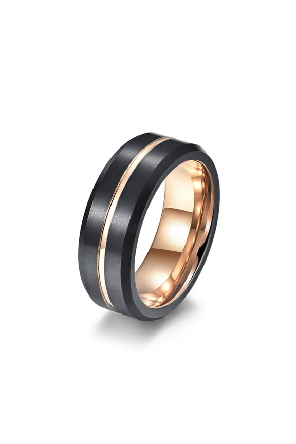 Black Gold Plated 8mm Titanium Steel Mens Ring Men Wedding Band Man Ring