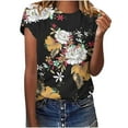 thumbnail image 2 of PNTUTB Women'S Summer Casual Crewneck Short Sleeve T-Shirts Floral Print Fit Basic Tops Tees Blouses, 2 of 6