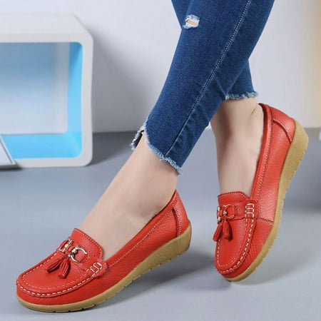 

flats 2022 fahsion soft genuine summer shoes woman leather bottom casual flats ladies ballet loafers flat shoes sneakers