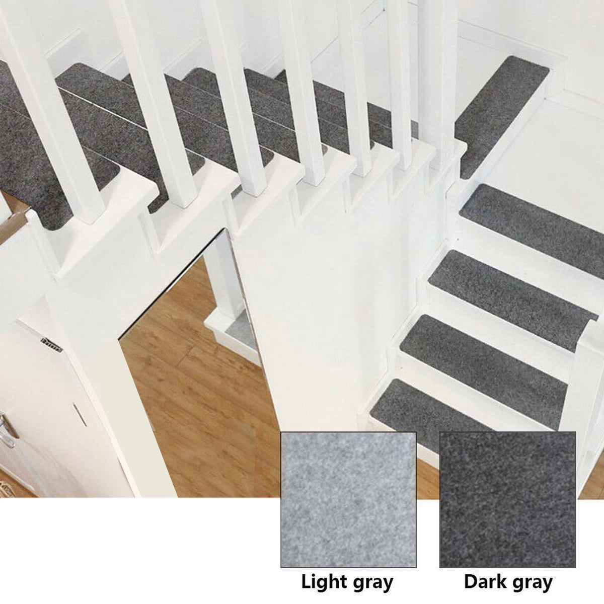 NonSlip Softy Stair Treads Gray Skid Resistant Rubber Backing Self