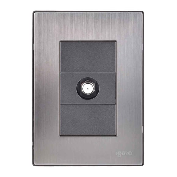 Placa Armada Inoxidable Con Toma Coaxial Salida T.V. Igoto Gris Oscuro INOX1011