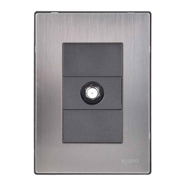 Placa Armada Inoxidable Con Toma Coaxial Salida T.V. Igoto Gris Oscuro INOX1011