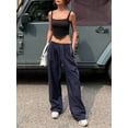 thumbnail image 2 of DcoolMoogl Women's Parachute Pants Cargo Trousers Elastic Waist Wide Leg Track Pants Y2k Clothing, 2 of 7