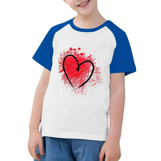 RXIRUCGD 2025 Vêtements d'Été pour Enfants Tout-Petits Garçons Filles Mode Mignon Col Rond Imprimé Manches Courtes Haut