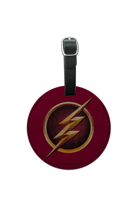 The Flash TV Series Logo Round Leather Luggage Card Suitcase Carry-On ID Tag