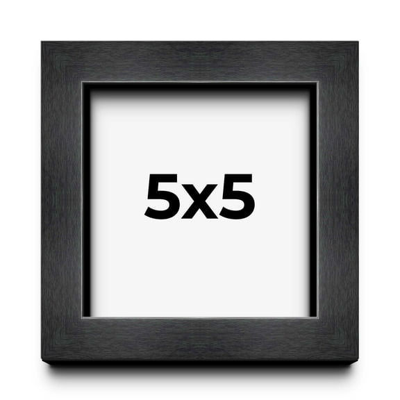5x5 - 5 x 5 Charcoal Flat Solid Wood Frame with UV Framer's Acrylic & Foam Board Backing - Great For a Photo, Poste