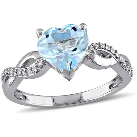 Tangelo 2 Carat T.G.W Sky Blue-Topaz and Diamond-Accent 10kt White Gold Infinity Heart Ring