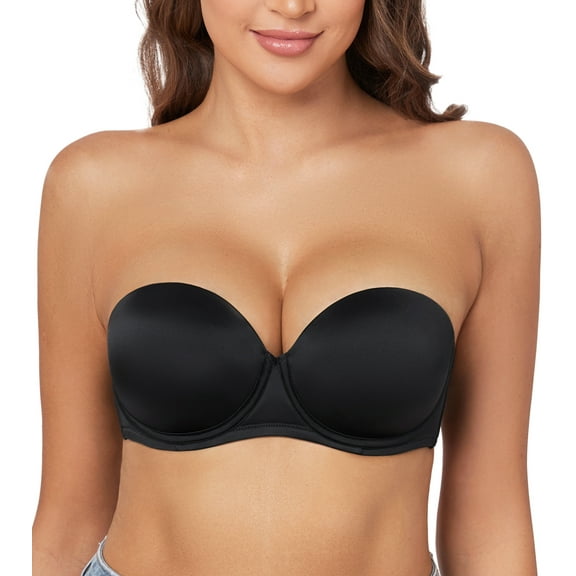 Curyon Women's Thick Padded Push Up Strapless Bra Underwire Convertible,34B