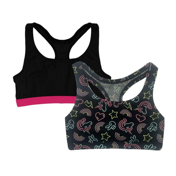 Popular - Popular Girl's Print and Solid Racerback Sports Bra - 2 Pack ...