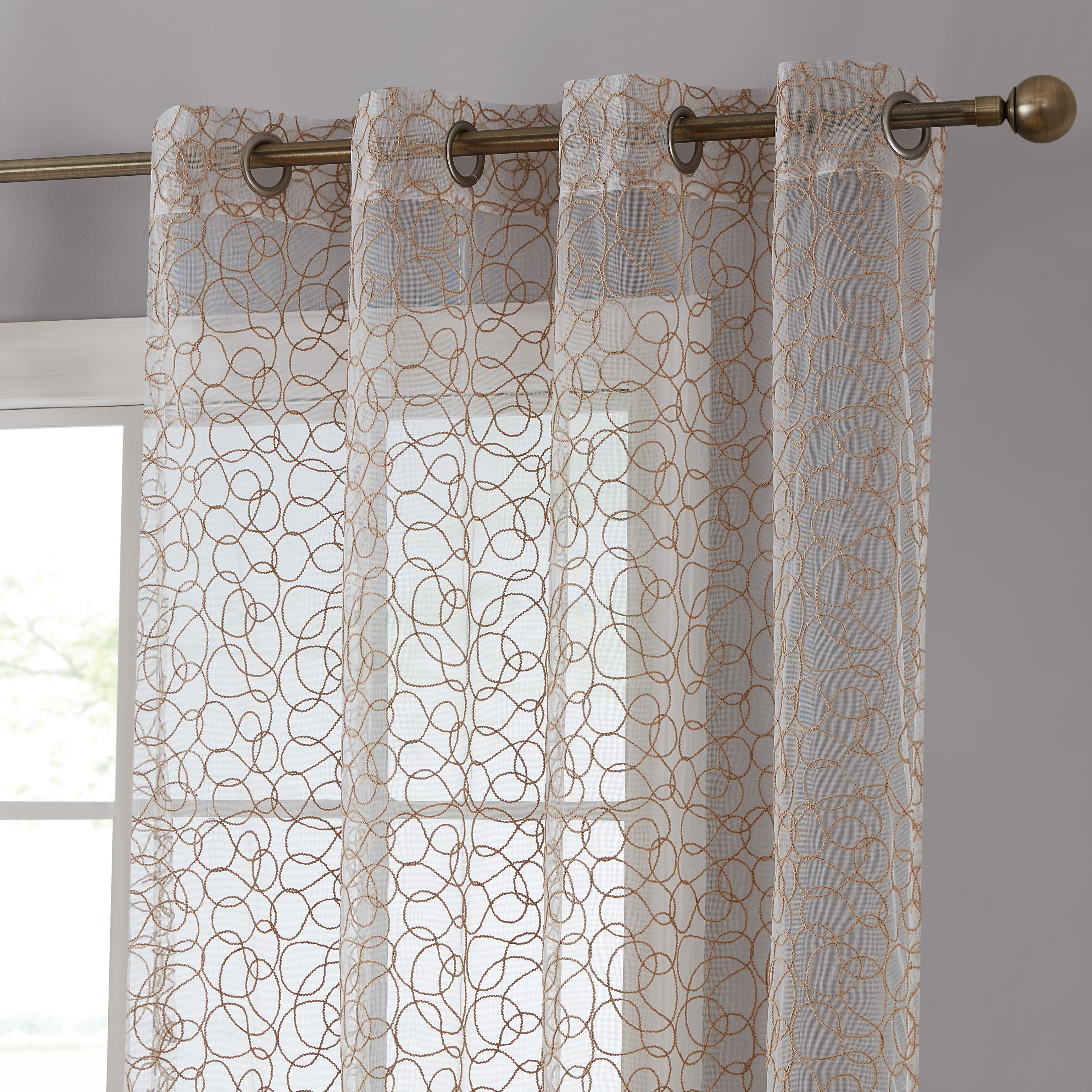 Small Windows and Bathroom HLC.ME Audrey Embroidered Sheer Voile Window Curtain Short Rod Pocket Tiers for Kitchen Bedroom 30 x 24 inch Long, Dusty Blue