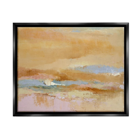 Stupell Industries Rustic Tan Abstraction Abstract Painting Black Floater Framed Canvas Art Print Wall Art, 21 x 17