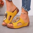 thumbnail image 4 of Bkhluea Women Wedge Slide Sandals Metal Ornament Shoes Comfortable For Casual Home Travel Daily Outdoor Activities, 4 of 7