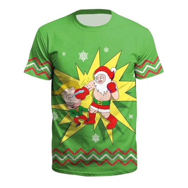 (15 estilos) Ropa unisex Nueva moda Navidad Impresión digital Adolescente Camiseta de manga corta Hombres/Mujeres Casual Tallas grandes Top