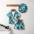 thumbnail image 2 of CAICJ98 Boys Summer Hawaiian Outfits Short Sleeve Button Down Shirt and Shorts Vacation Set for Kids Toddler Summer Clothes Set (Sky Blue,7 Years), 2 of 6