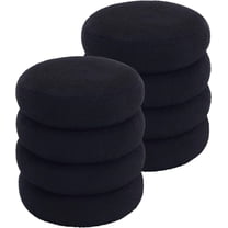 Flouki 16'' Storage Ottoman Round, Sherpa Pouf Ottoman Foot Rest with Removable Lid, Modern Black Vanity Stool Seating for Girls Women, Foot Stool for Living Room