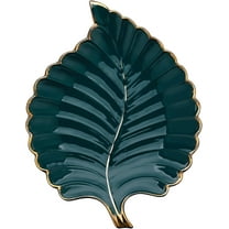 DONGTIAN Candy Dishes Decorative, Key Bowl for Entryway Table, Green Ceramic Bowl Decorative, Decorative Bowl for Keys, Leaf Jewelry Plate Tray