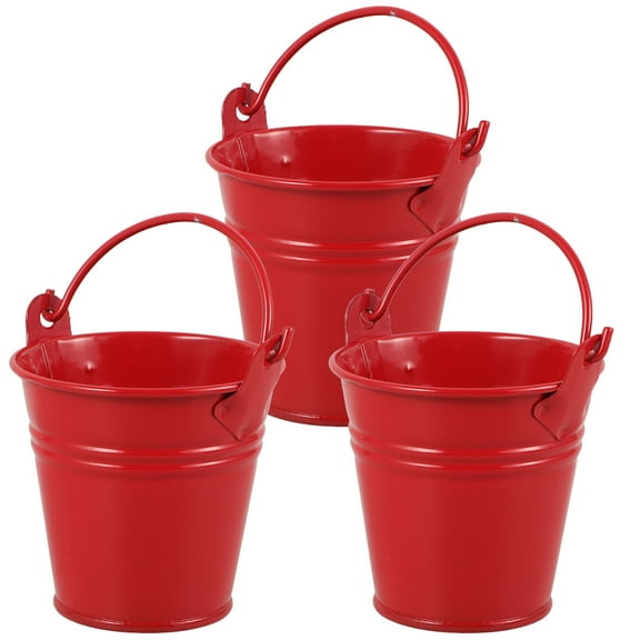 FESTFENDS 3Pcs Retro Flower Pot for Succulents Red Iron 6.5in Round