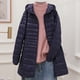 thumbnail image 1 of Parkas de manga larga para mujer, chaqueta de plumón ligera con capucha, chaqueta fina de talla mediana, larga y grande para mujer, 1 of 9