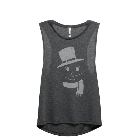 Mister Snowman Women's Fashion Sleeveless Muscle Workout Yoga Tank Top Charcoal Grey Medium