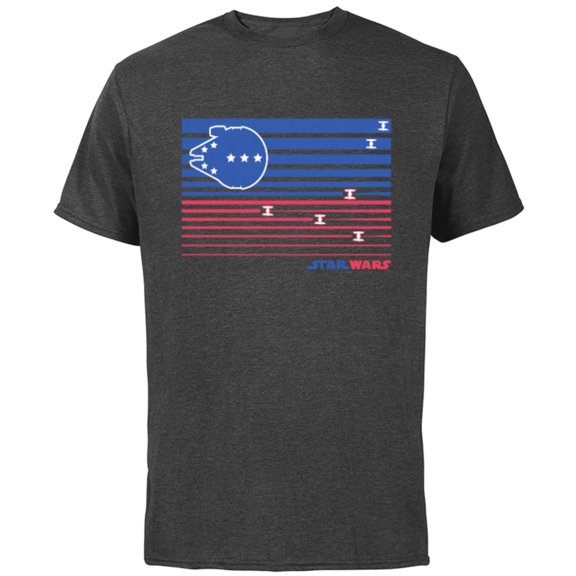 Star Wars Millennium Falcon Stars and Stripes American Flag - Short Sleeve Cotton T-Shirt for Adults - Customized-Charcoal