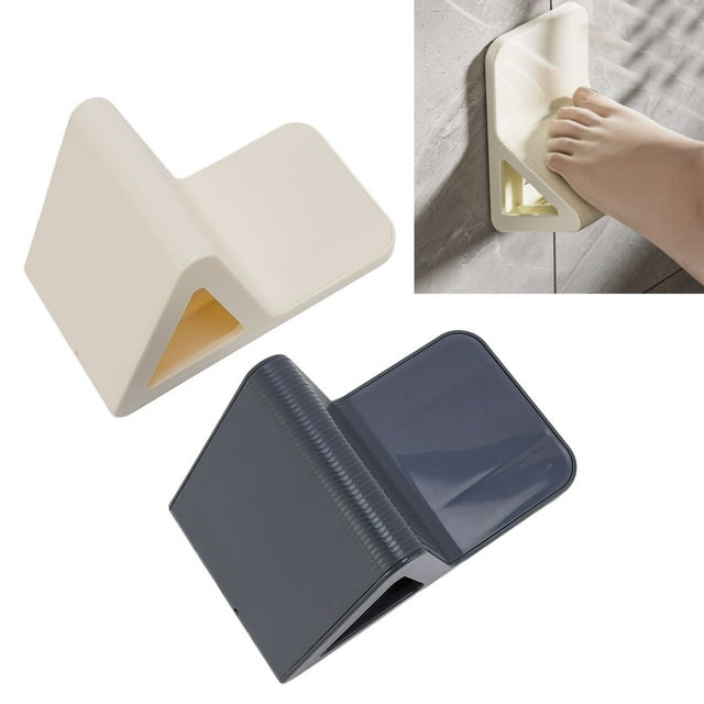 Pedal De Ducha, Amarillo Gris Antideslizante, Sin Perforación, Ayuda Para Las Piernas, Ducha, Afeitado, Reposapiés Triangular, 2 Piezas Para Baño