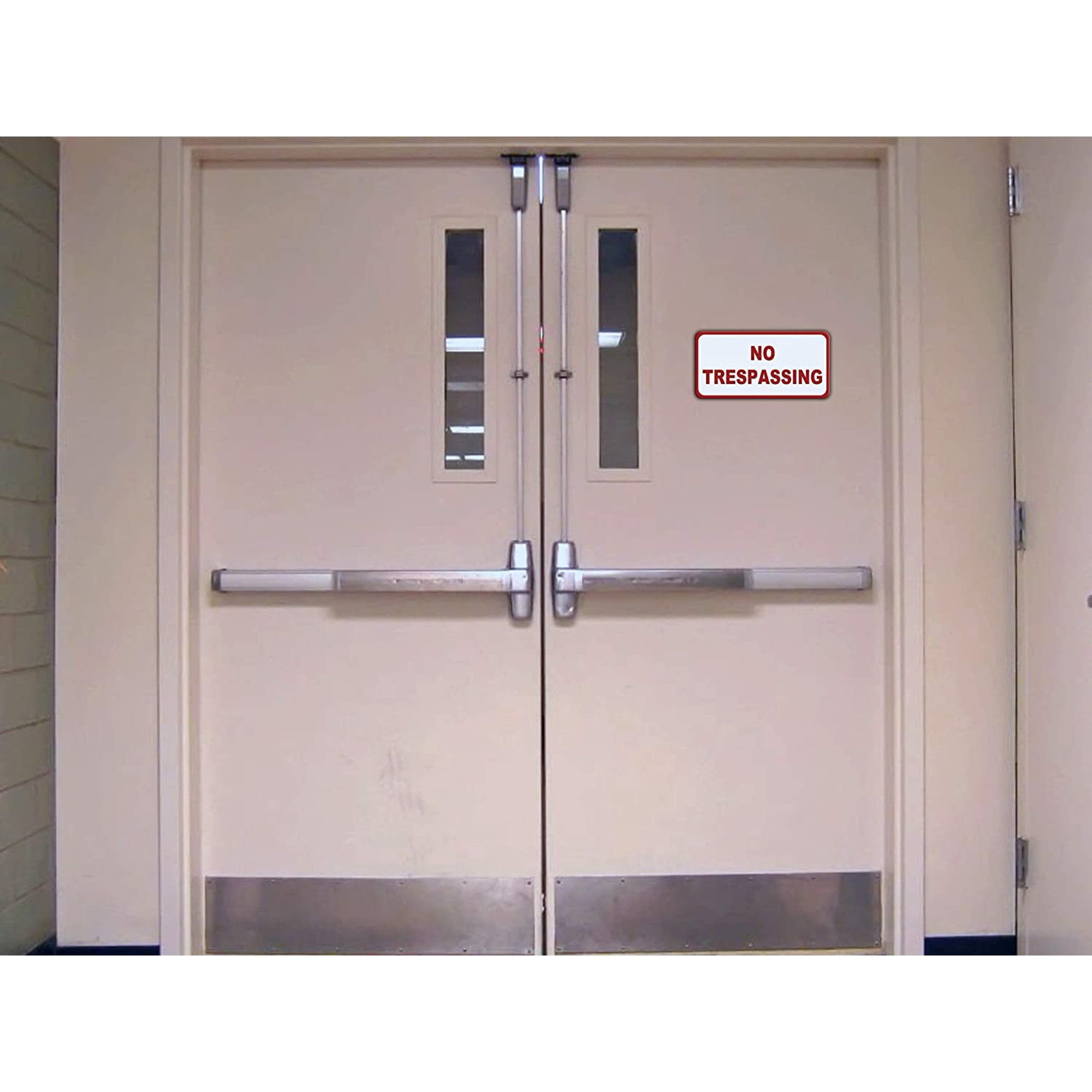 No Trespassing Stickers Outdoor/Indoor, 2 Stickers Included, Flexible Vinyl Decal Design for Easy Installation to Any Surface Office Home Gate Window (9 x 12 Inches) by Crub-N-Sign