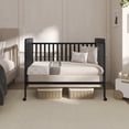 thumbnail image 4 of Dream On Me Carson Classic 3-in-1 Portable Crib in Black, Removable Wheels, Converts from Baby Crib to Toddler Bed, Day Bed and Kids Sofa, Three Adjustable Mattress Height Positions, 4 of 9