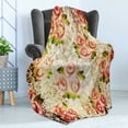 thumbnail image 4 of Rose Soft Flannel Fleece Throw Blanket, Grunge Psychedelic Floral Motif with Dated Retro Dark Lace Boho Patterns, Cozy Plush for Indoor and Outdoor Use, 60" x 80", Pink Green Cream, by Ambesonne, 4 of 5