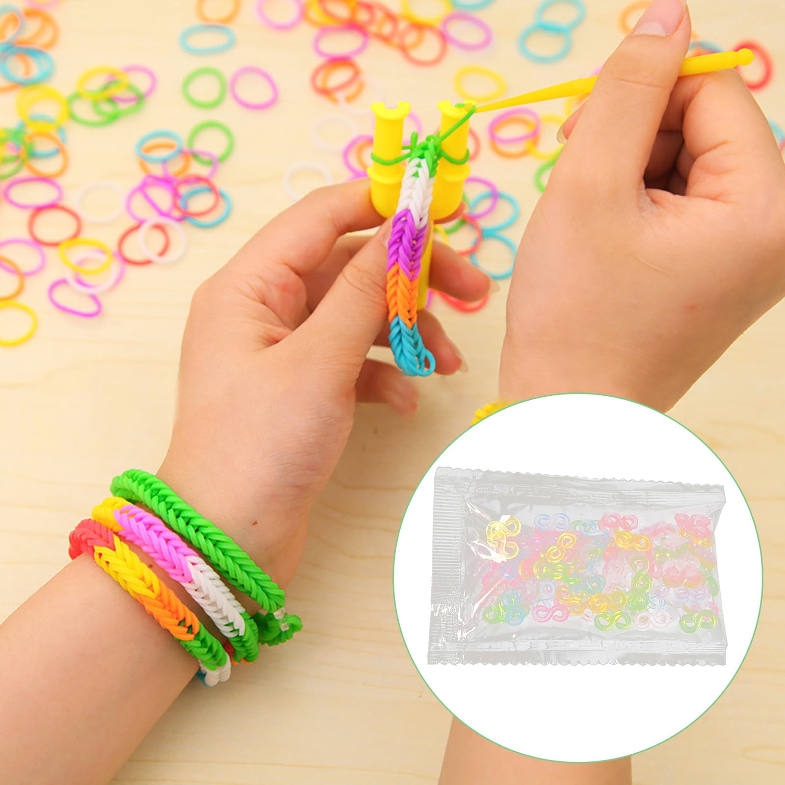 Friendship Loom Colourful Bracelet Jewellery Maker Rainbow Rubber Bands S Clips 