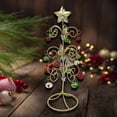 thumbnail image 3 of Hierro Mini de Navidad artificial Artesanía Arte de mesa con adorno de campana para mesa Centro de mesa Fiesta de vacaciones Decoración Aureato verde rojo Gloria Árbol de Navidad, 3 of 5