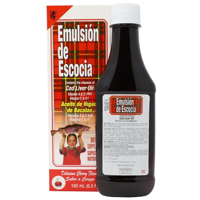 Emulsion De Escocia Cod Liver Oil Vitamin Supplement, Cherry Flavor, 6.5 fl oz