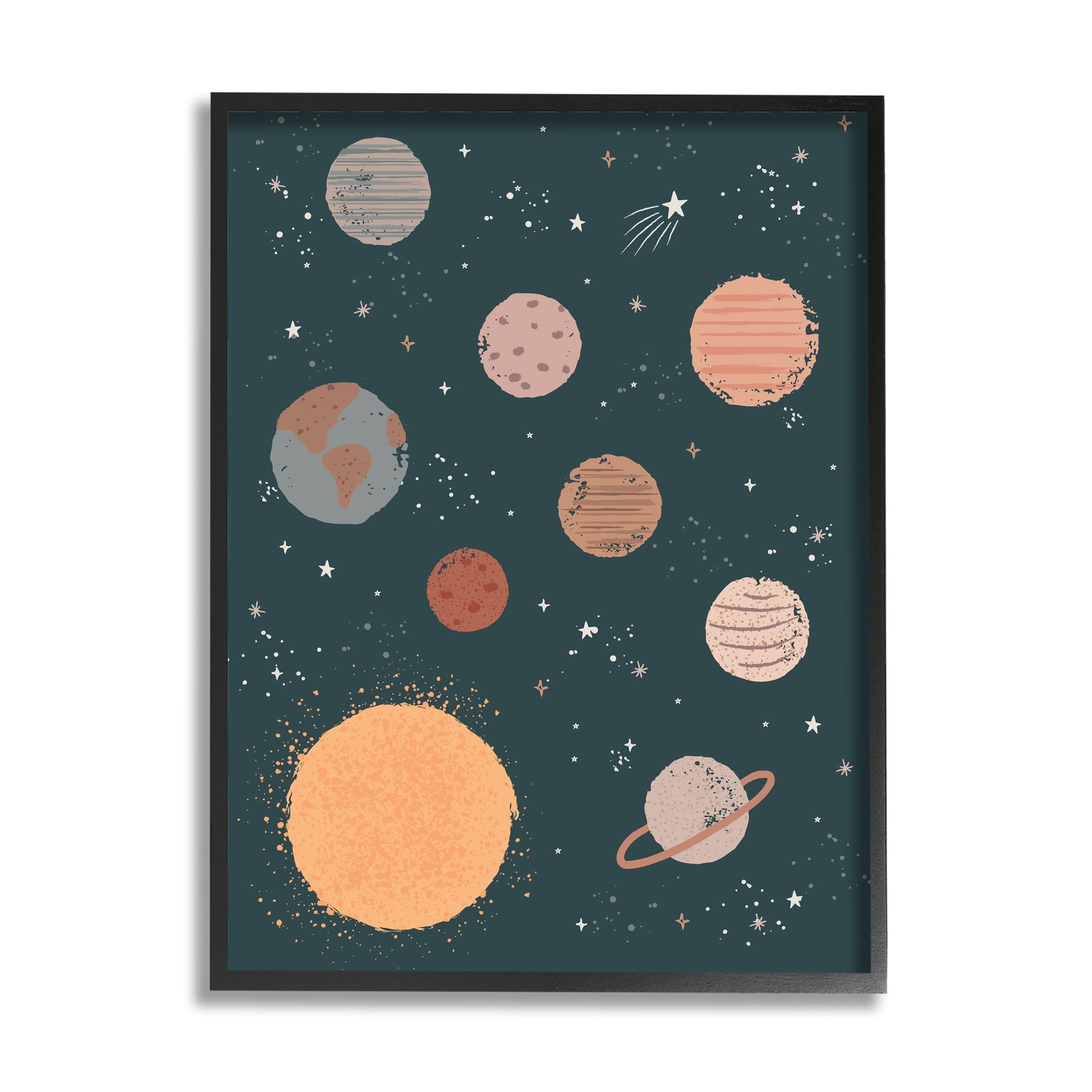 Stupell Industries Solar System Sun Planets Earth Shooting Stars,24 x 30,Designed by Lisa Whitebutton