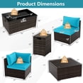 thumbnail image 3 of Costway 7 PCS Patio Furniture Set 40,000 BTU Gas Fire Pit Table Propane Tank Cover Table Mix Brown + Turquoise, 3 of 9