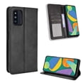 thumbnail image 2 of Compatible with Samsung Galaxy F52 5G Case Magnetic Closure Vintage Pattern PU Leather Wallet Cover with Card Slots-Black, 2 of 5
