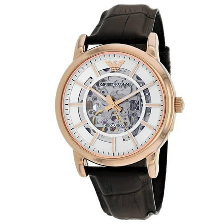 Emporio Armani Men's Classic Brown Leather Skeleton Dial Dress Watch AR1983