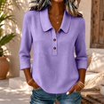 thumbnail image 6 of Summer Sales Womens Summer Tops Loose‑Fit Cotton‑Linen 3/4 Sleeve Lightweight Casual Blouse Oversized Tshirts for Women Under 12$, 6 of 6