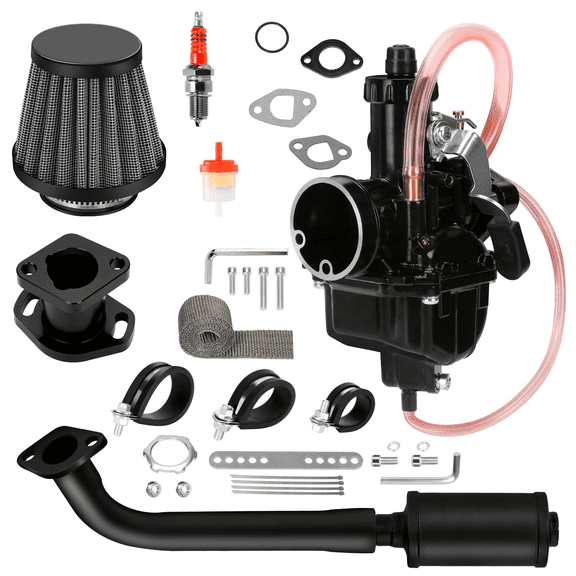 VM22 26mm Carburetor Exhaust Pipe Muffler Jet Kit for Predator 212cc 196cc 224cc 6.5HP Stage 2 Coleman CT200U BT200X Baja Warrior MB200 GX160 Mini Bike KT196 Go Kart Performance Parts