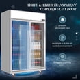 thumbnail image 5 of Chingoo 48'' Merchandiser Refrigerator, 38 Cu.ft Glass Doors Upright Display Refrigerator with Adjustable Shelves Silver, 5 of 9