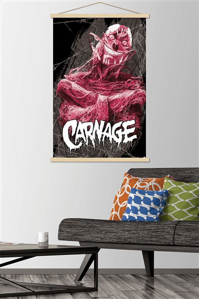 Marvel Comics - Carnage - Insane Wall Poster with Wooden Magnetic Frame, 22.375" x 34"