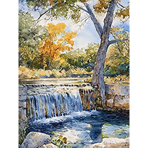 Autumn Waterfall Canvas Print/Wall Art，Suitable for Living Room，Bedroom，Bathroom，Office，and Kitchen Decoration.
