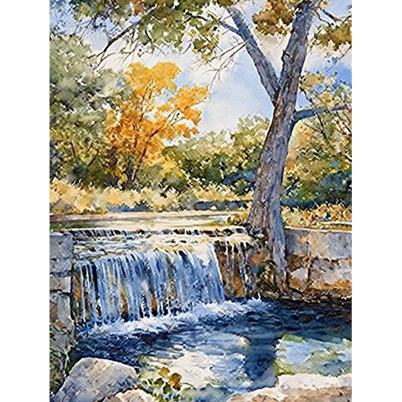 Autumn Waterfall Canvas Print/Wall Art，Suitable for Living Room，Bedroom，Bathroom，Office，and Kitchen Decoration.