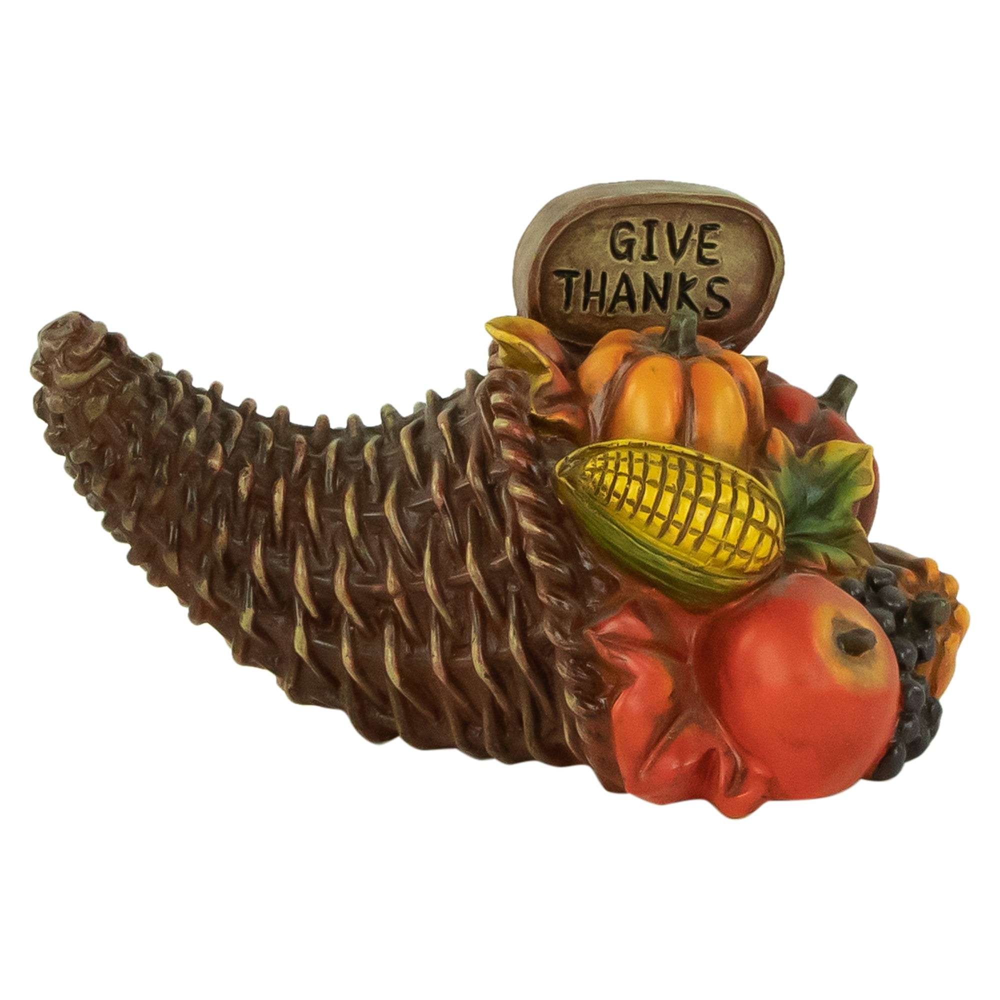 Northlight 8.5" Fall Harvest "Give Thanks" Cornucopia Decoration