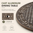 thumbnail image 4 of 5 Piece Cast Aluminum Outdoor Dining Set Patio Dining Set for 4 Includes 54” Round Table 4 Lattice Classic Chairs with Cushions and Umbrella Hole, 4 of 10