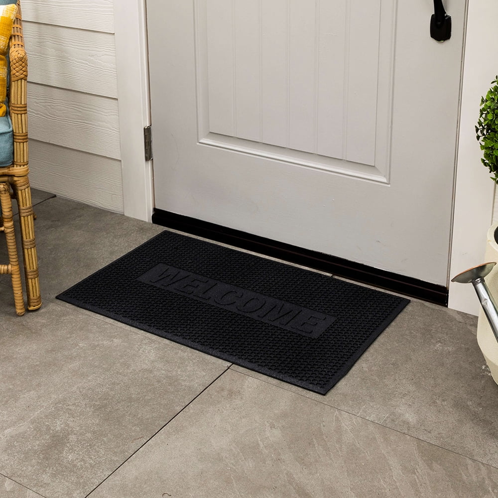 Mainstays Honeycomb Welcome Rubber Outdoor Doormat, Black, 18" x 30"